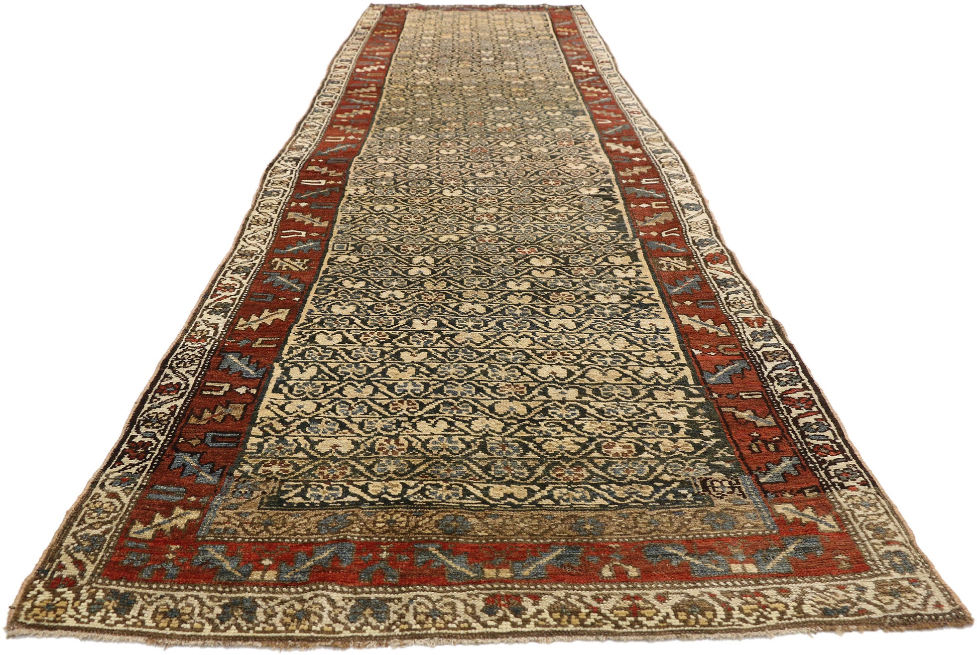 4 x 14 Antique Persian Kurdish Rug 77278