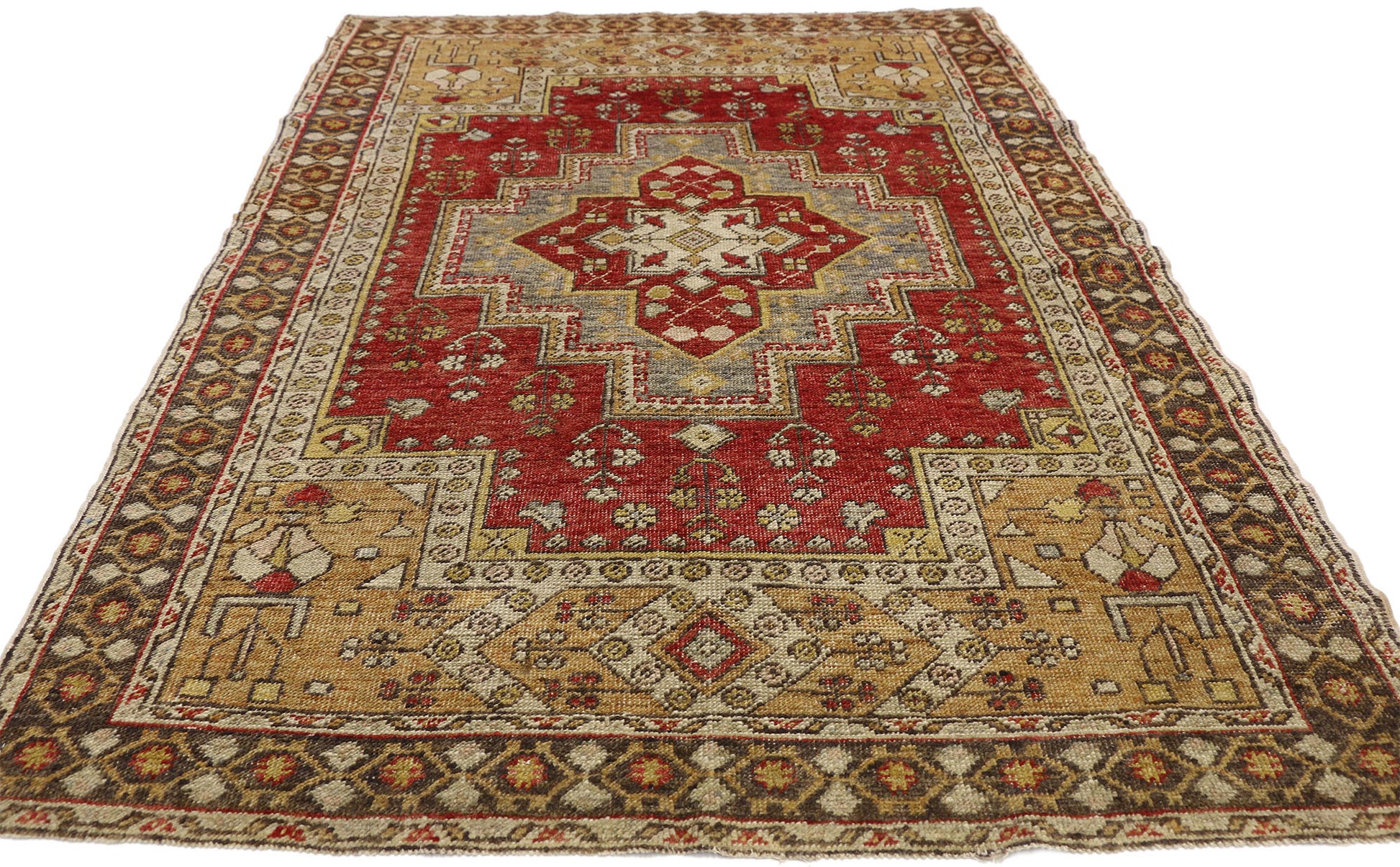 4 x 6 Vintage Turkish Oushak Rug 77281
