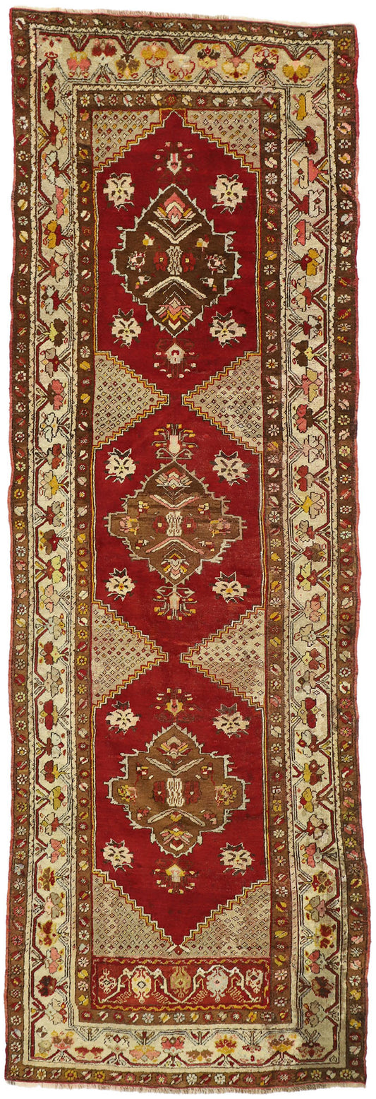 4 x 10 Vintage Turkish Oushak Runner 77284