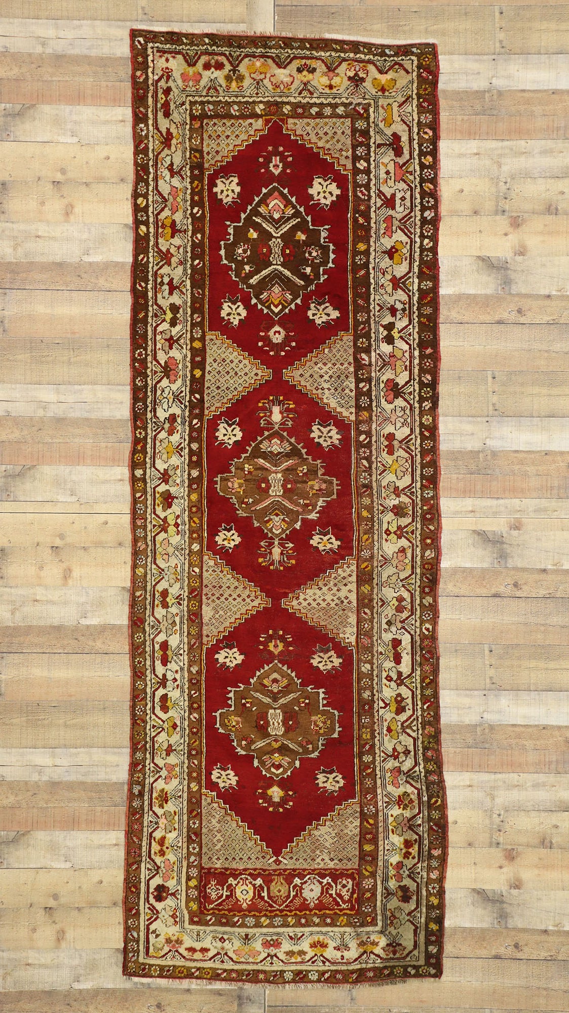 4 x 10 Vintage Turkish Oushak Runner 77284