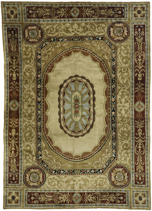 10 x 14 Vintage Savonnerie Tibetan Rug 77314