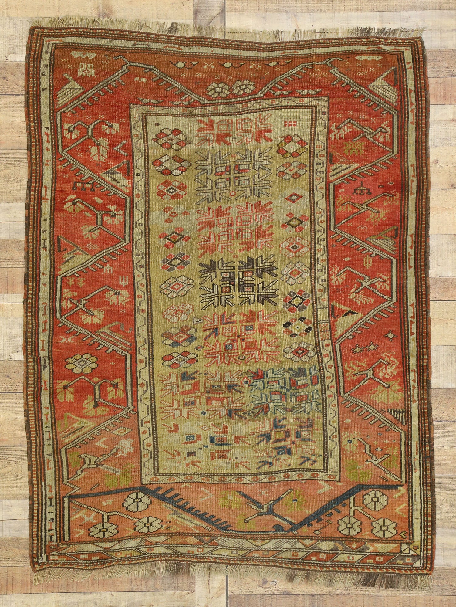 4 x 5 Antique Turkish Oushak Rug 77324