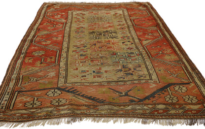 4 x 5 Antique Turkish Oushak Rug 77324