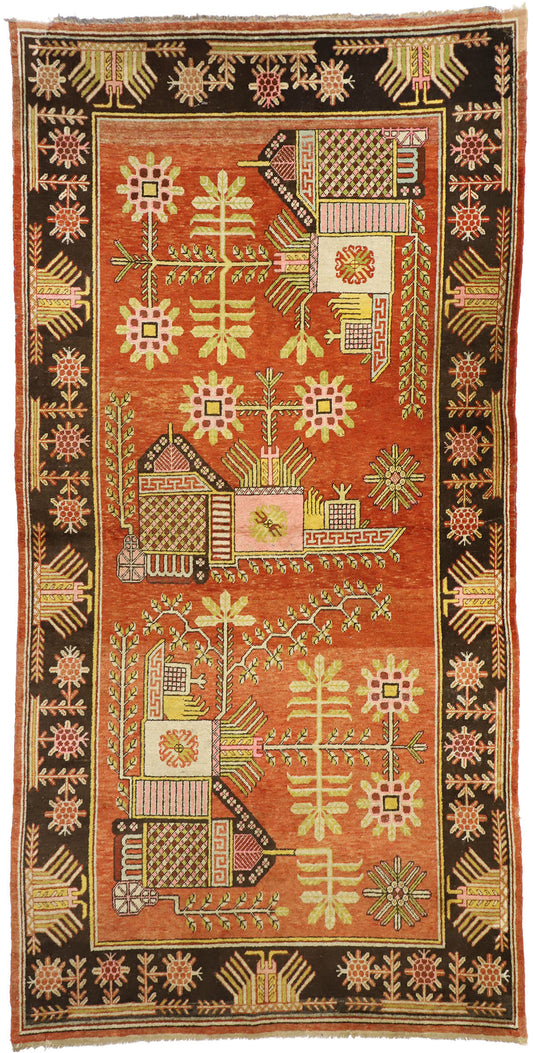 6 x 11 Antique Eastern Turkestan Khotan Rug 77325