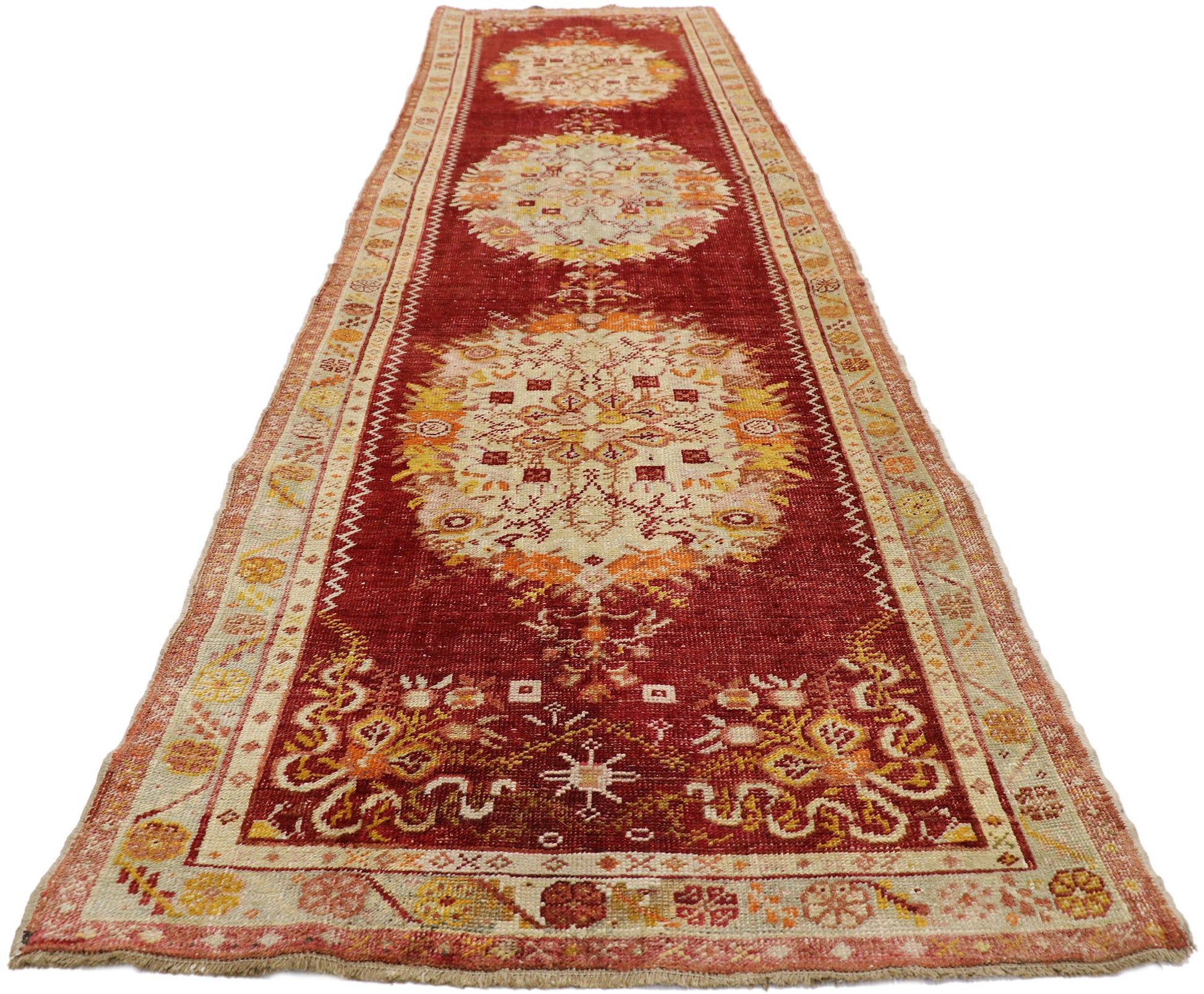 3 x 12 Vintage Turkish Oushak Runner 77339