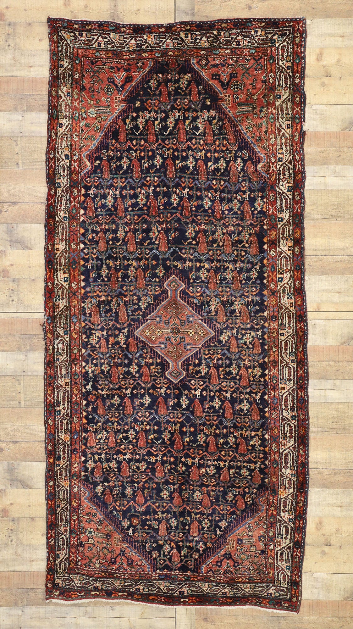 4 x 9 Antique Persian Hamadan Runner 77343