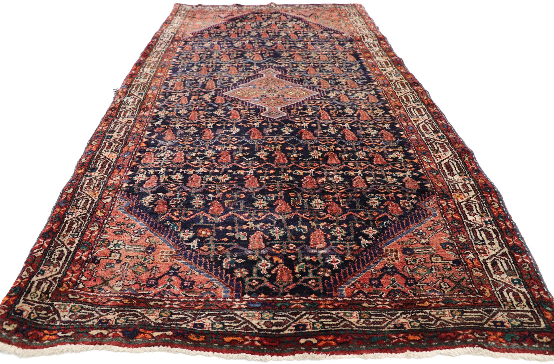4 x 9 Antique Persian Hamadan Runner 77343