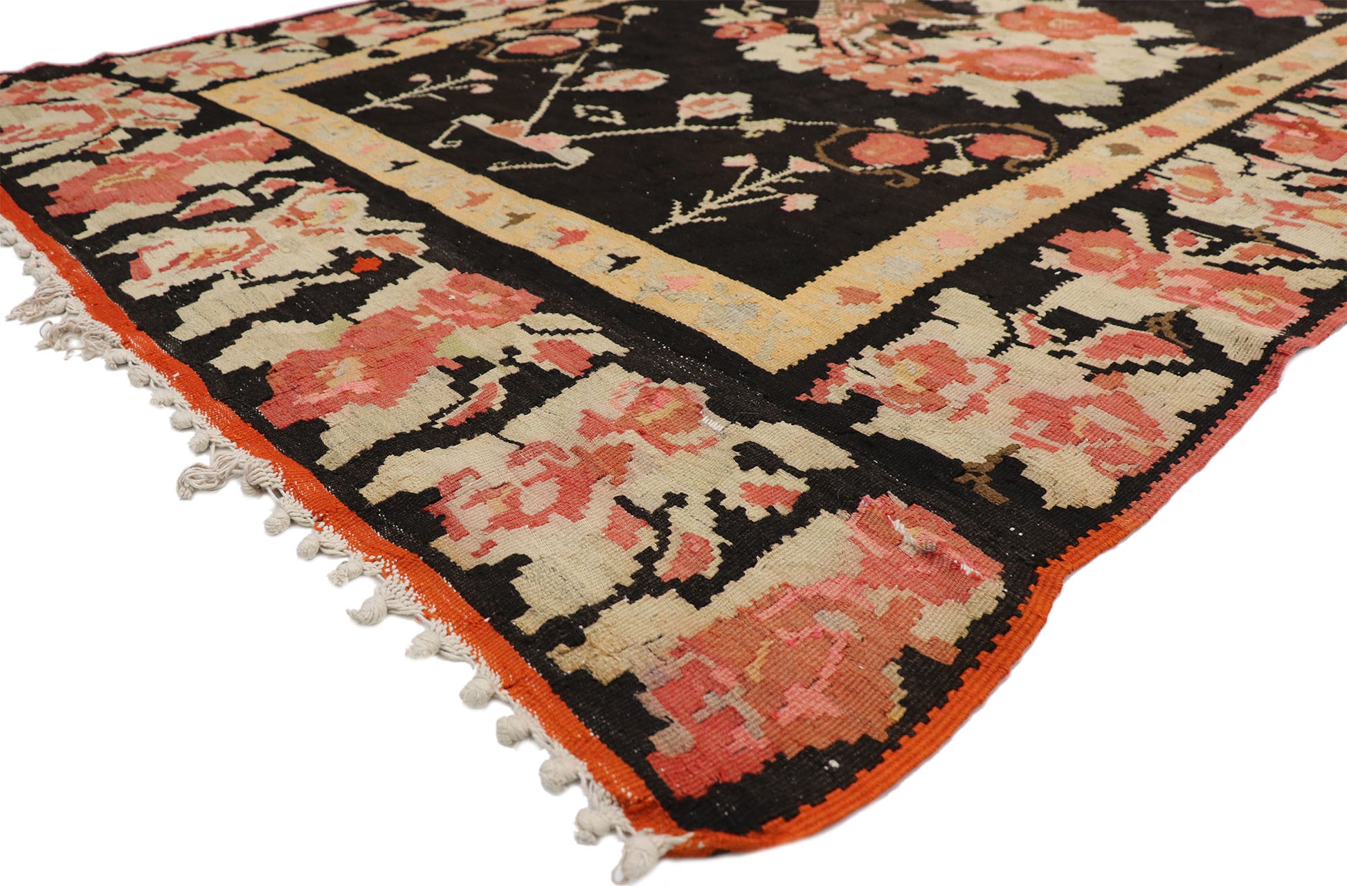 5 x 12 Vintage Turkish Rose Kilim Rug 77346