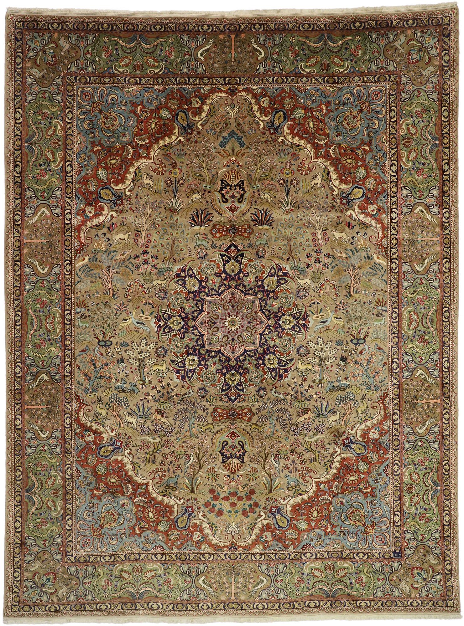 10 x 13 Vintage Tabriz Rug 77351