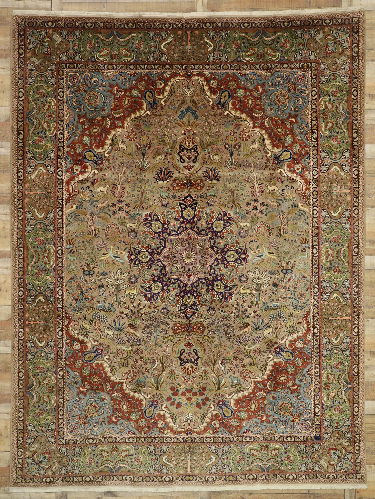 10 x 13 Vintage Tabriz Rug 77351