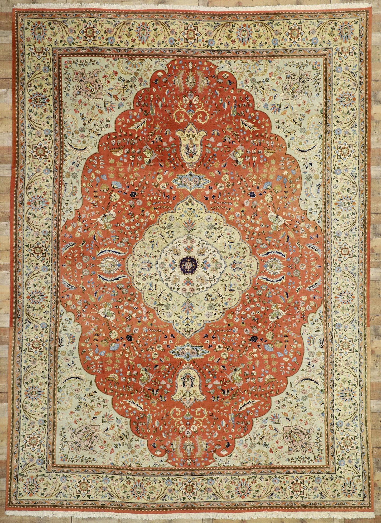11 x 15 Vintage Persian Tabriz Rug 77353