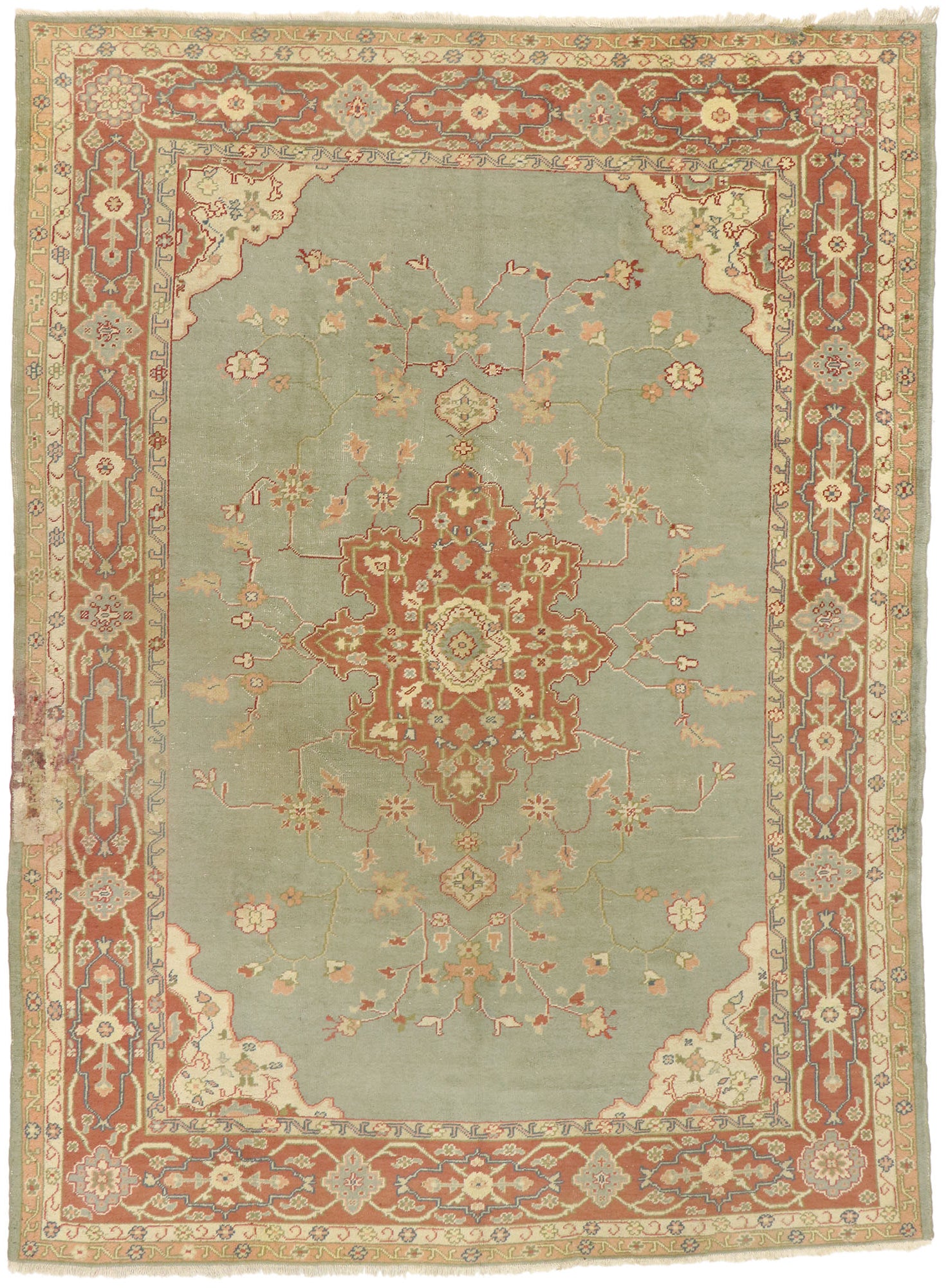 8 x 11 Antique Turkish Oushak Rug 77357