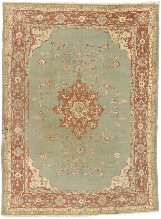 8 x 11 Antique Turkish Oushak Rug 77357