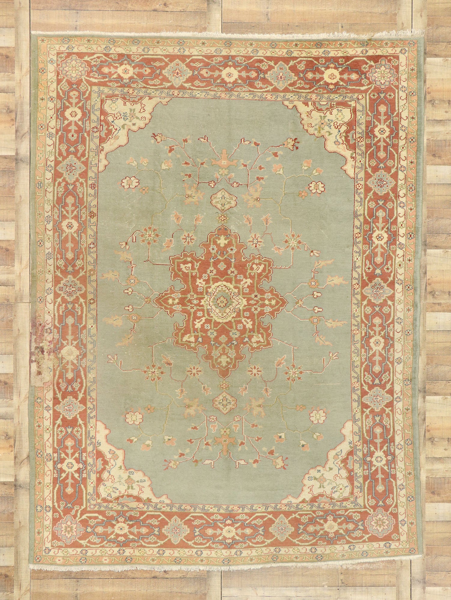 8 x 11 Antique Turkish Oushak Rug 77357