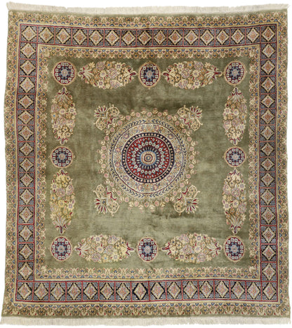 8 x 8 Vintage Persian Kerman Square Rug 77358