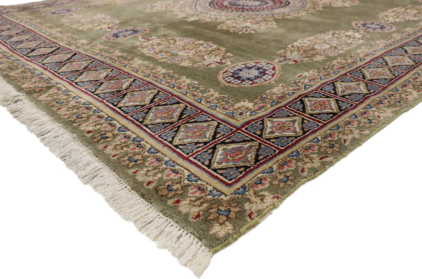 8 x 8 Vintage Persian Kerman Square Rug 77358