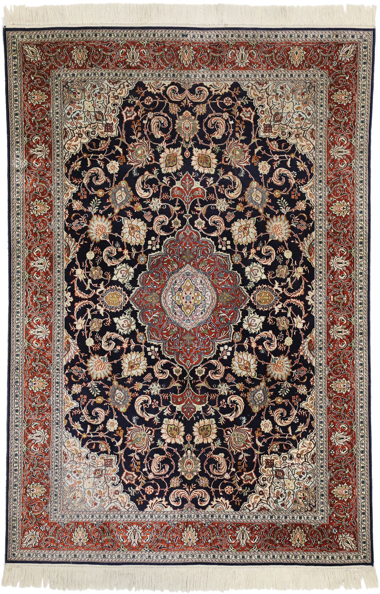 4 x 6 Vintage Silk Kashan Rug 77371