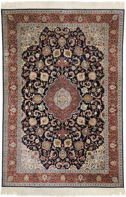 4 x 6 Vintage Silk Kashan Rug 77371