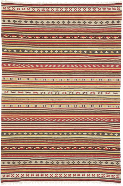 5 x 7 Vintage Turkish Striped Kilim Rug 77379