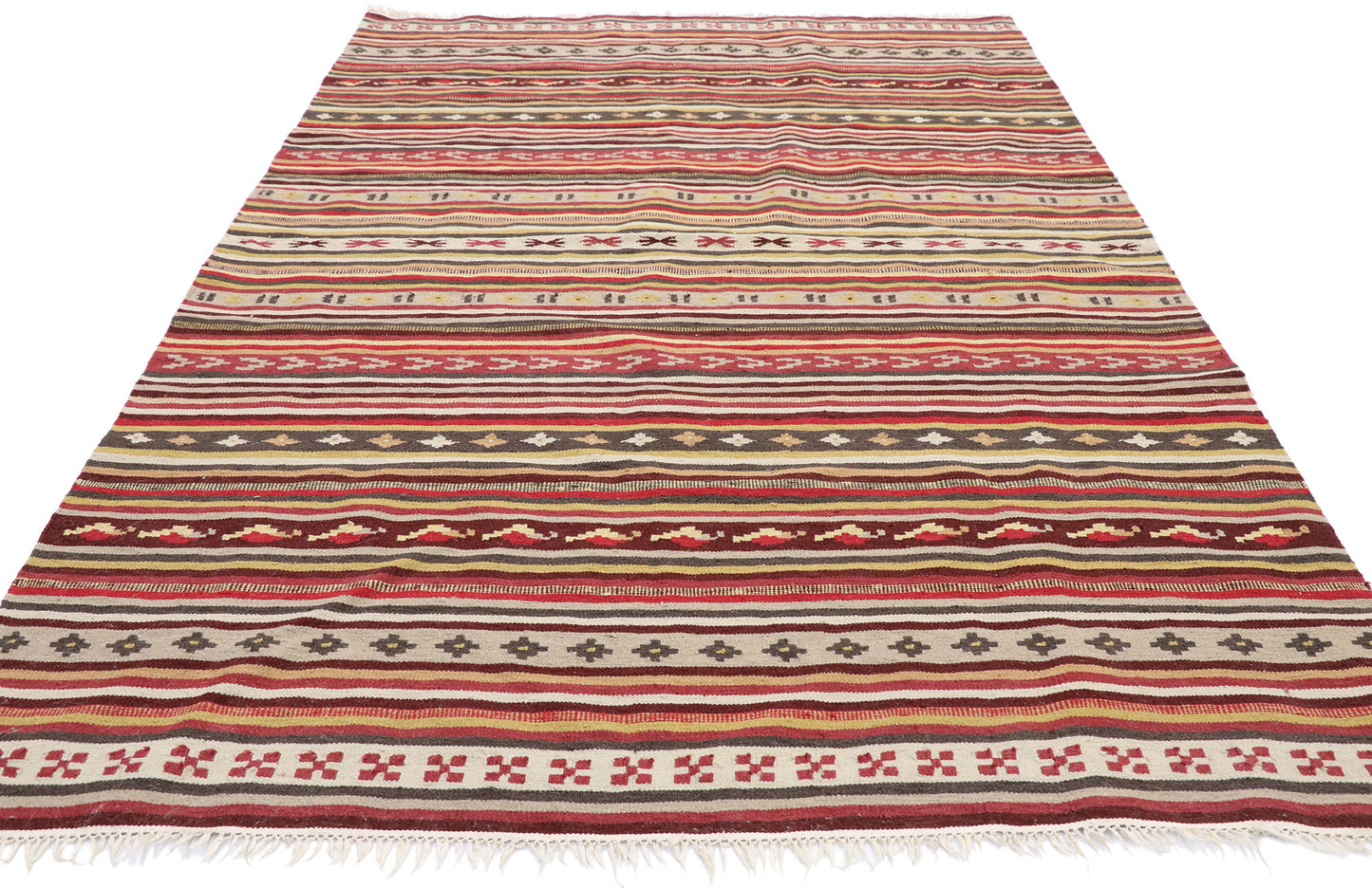 5 x 7 Vintage Turkish Striped Kilim Rug 77379