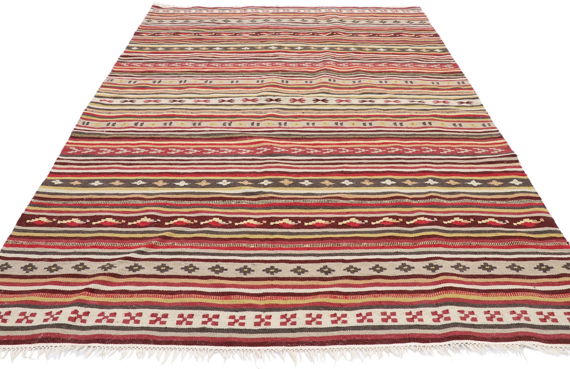 5 x 7 Vintage Turkish Striped Kilim Rug 77379