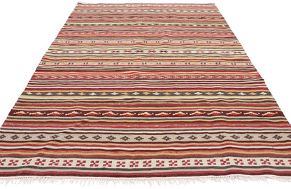 5 x 7 Vintage Turkish Striped Kilim Rug 77379