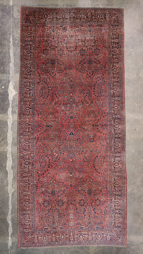 11 x 23 Antique Persian Sarouk Rug 77381