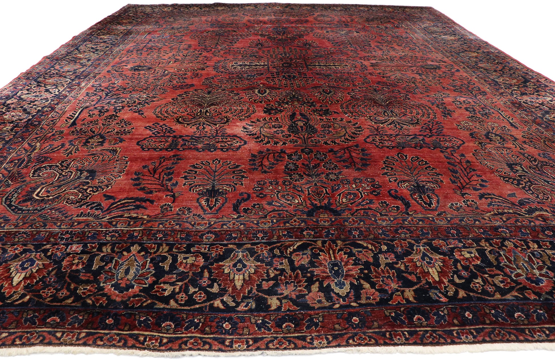 11 x 14 Antique Persian Sarouk Rug 77387