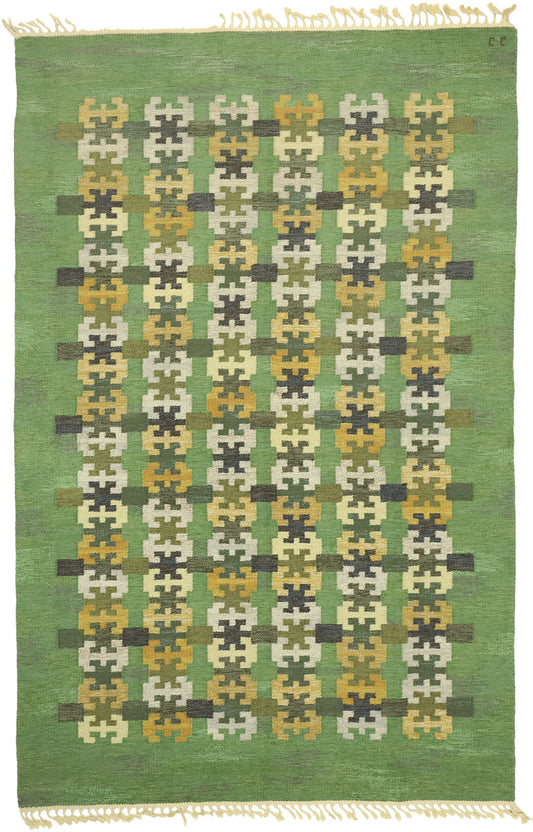 7 x 10 Vintage Swedish Kilim Rug 77401