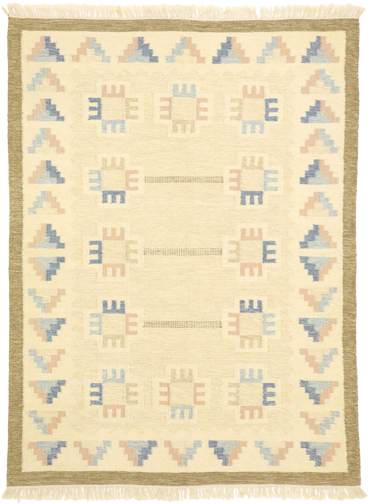 6 x 8 Vintage Pastel Swedish Rollakan Rug 77404