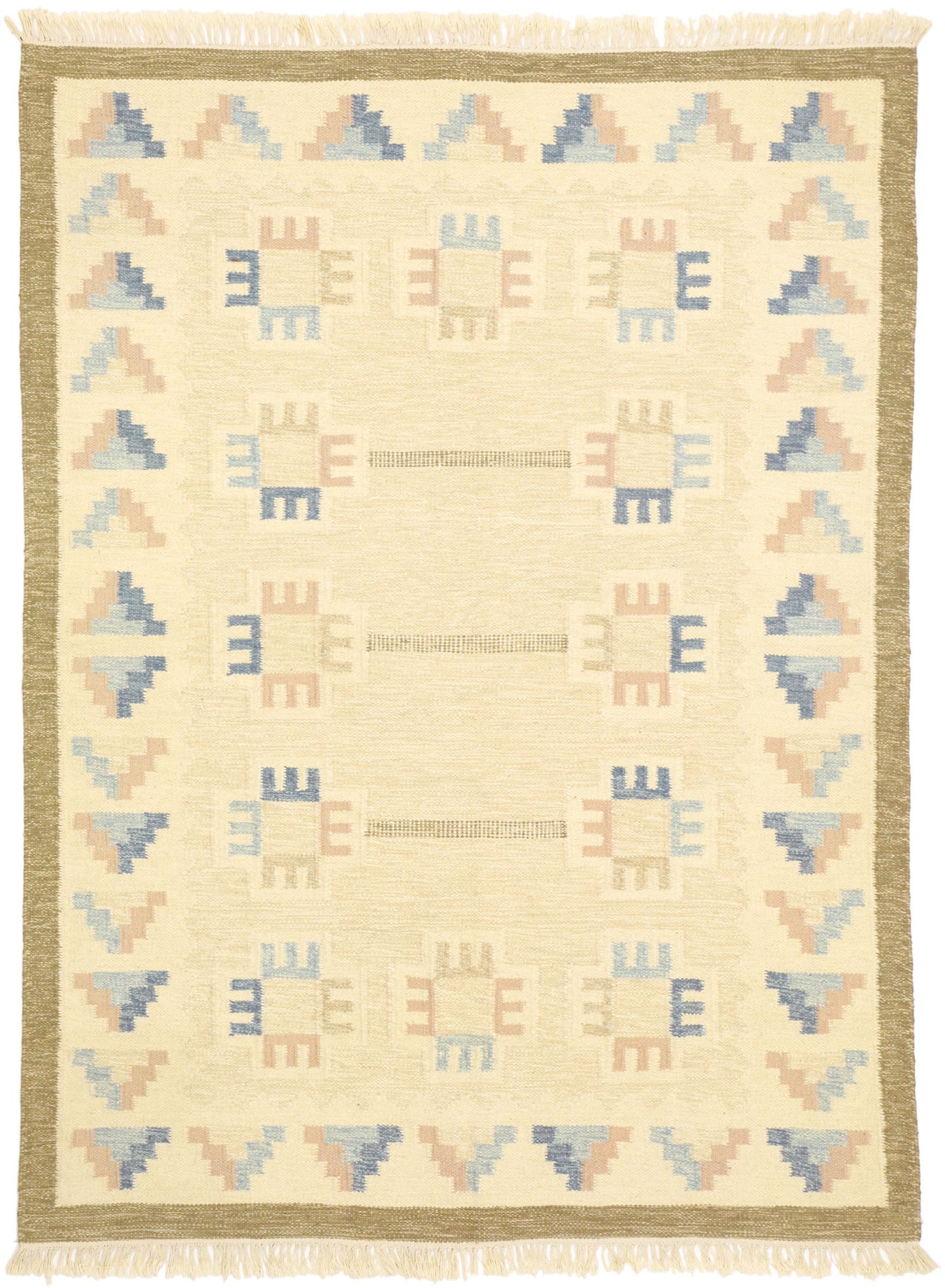 6 x 8 Vintage Pastel Swedish Rollakan Rug 77404