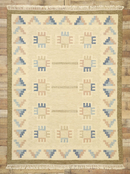 6 x 8 Vintage Pastel Swedish Rollakan Rug 77404