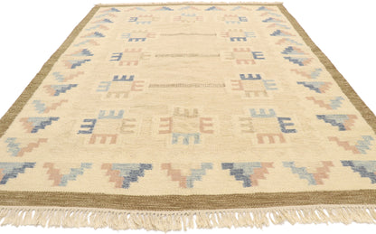 6 x 8 Vintage Pastel Swedish Rollakan Rug 77404