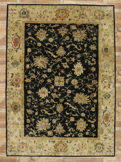 10 x 14 Vintage Black Pakistani Tabriz Rug 77413