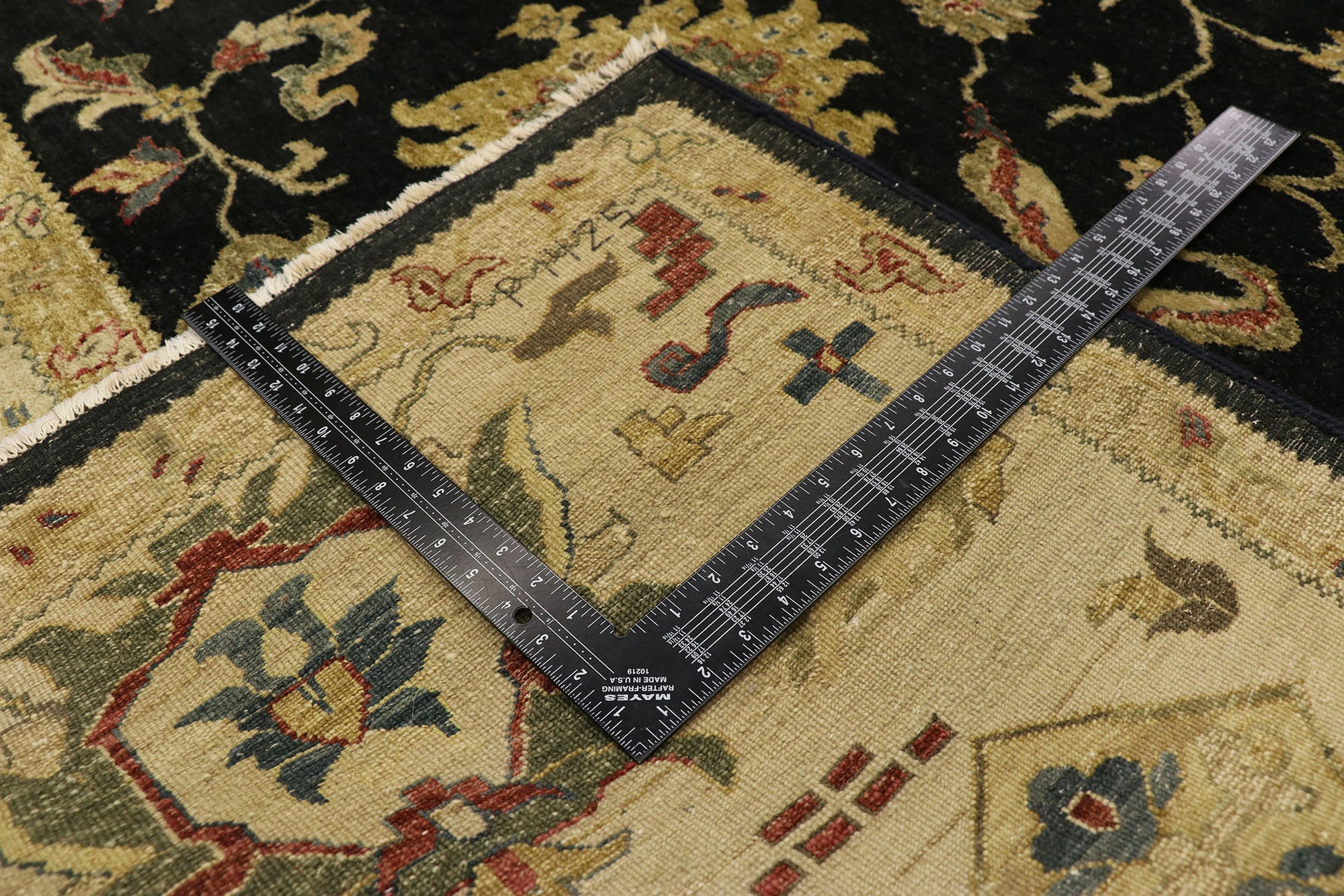 10 x 14 Vintage Black Pakistani Tabriz Rug 77413