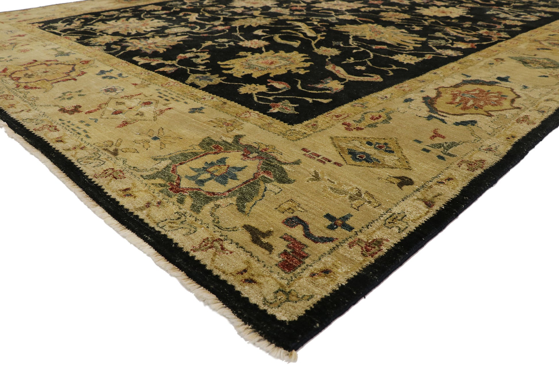 10 x 14 Vintage Black Pakistani Tabriz Rug 77413