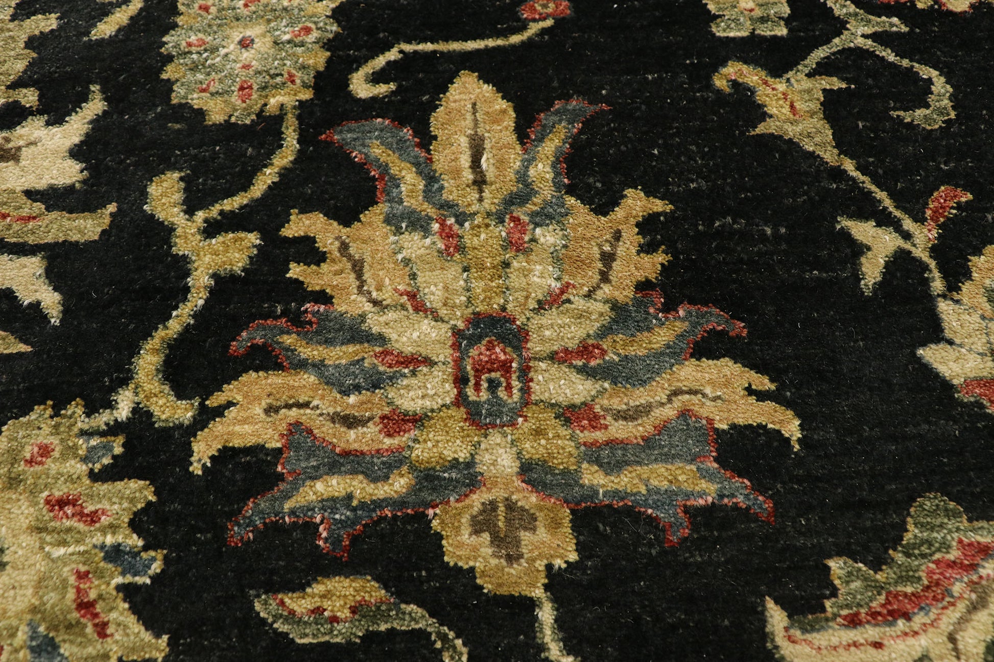 10 x 14 Vintage Black Pakistani Tabriz Rug 77413