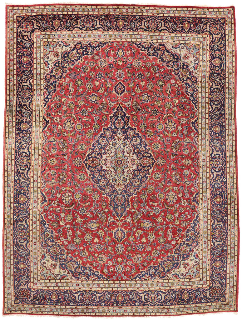 10 x 13 Vintage Persian Kashan Rug 77420