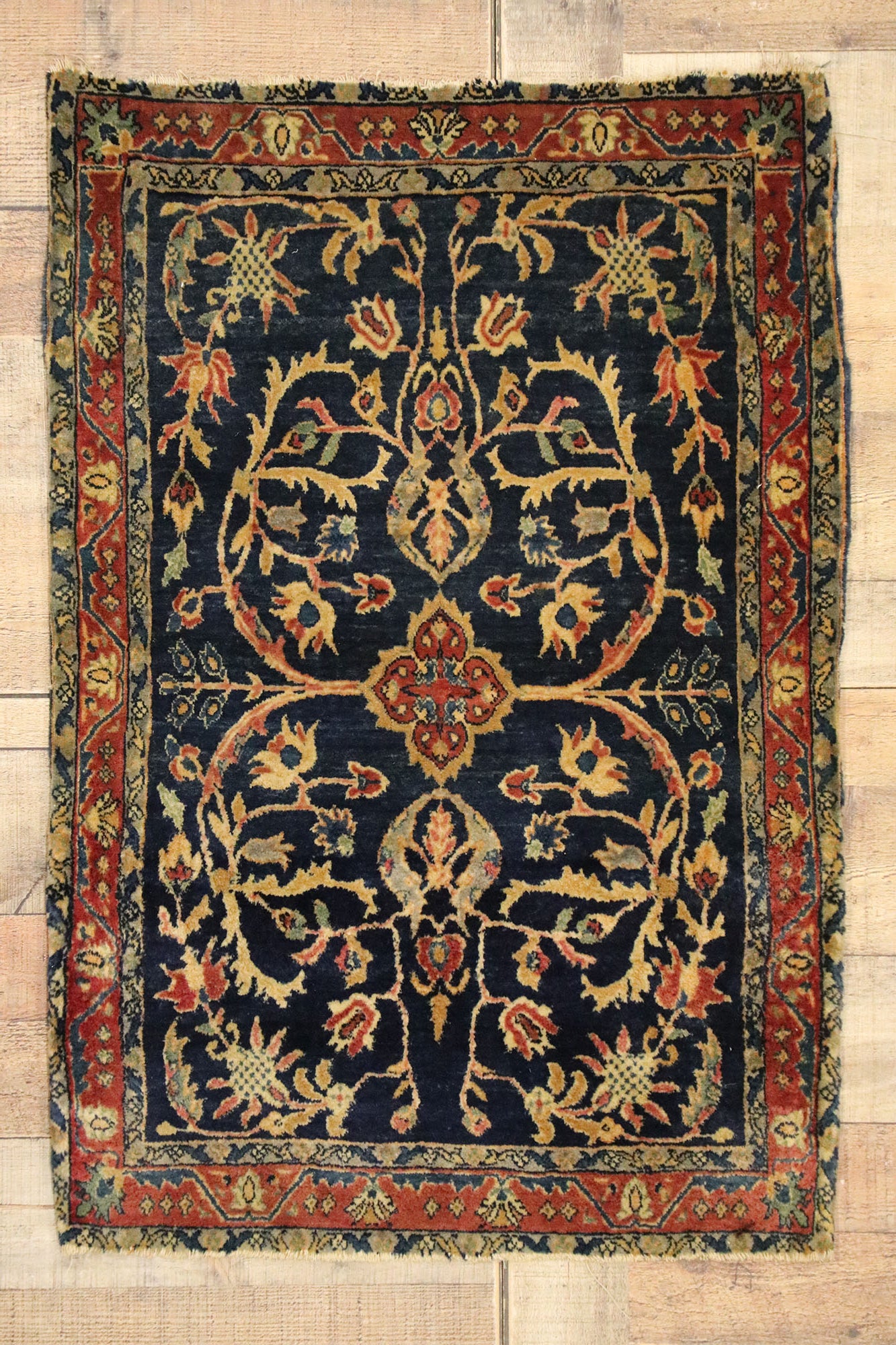 2 x 3 Antique Persian Mohajeran Sarouk Rug 77424
