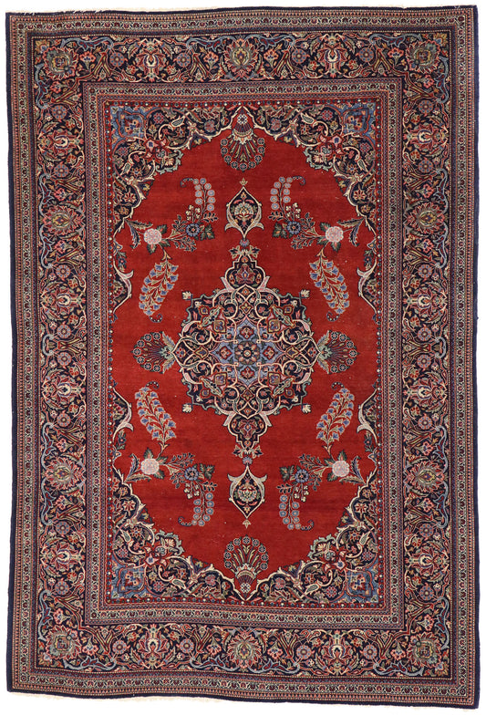 5 x 7 Vintage Persian Kashan Rug 77427