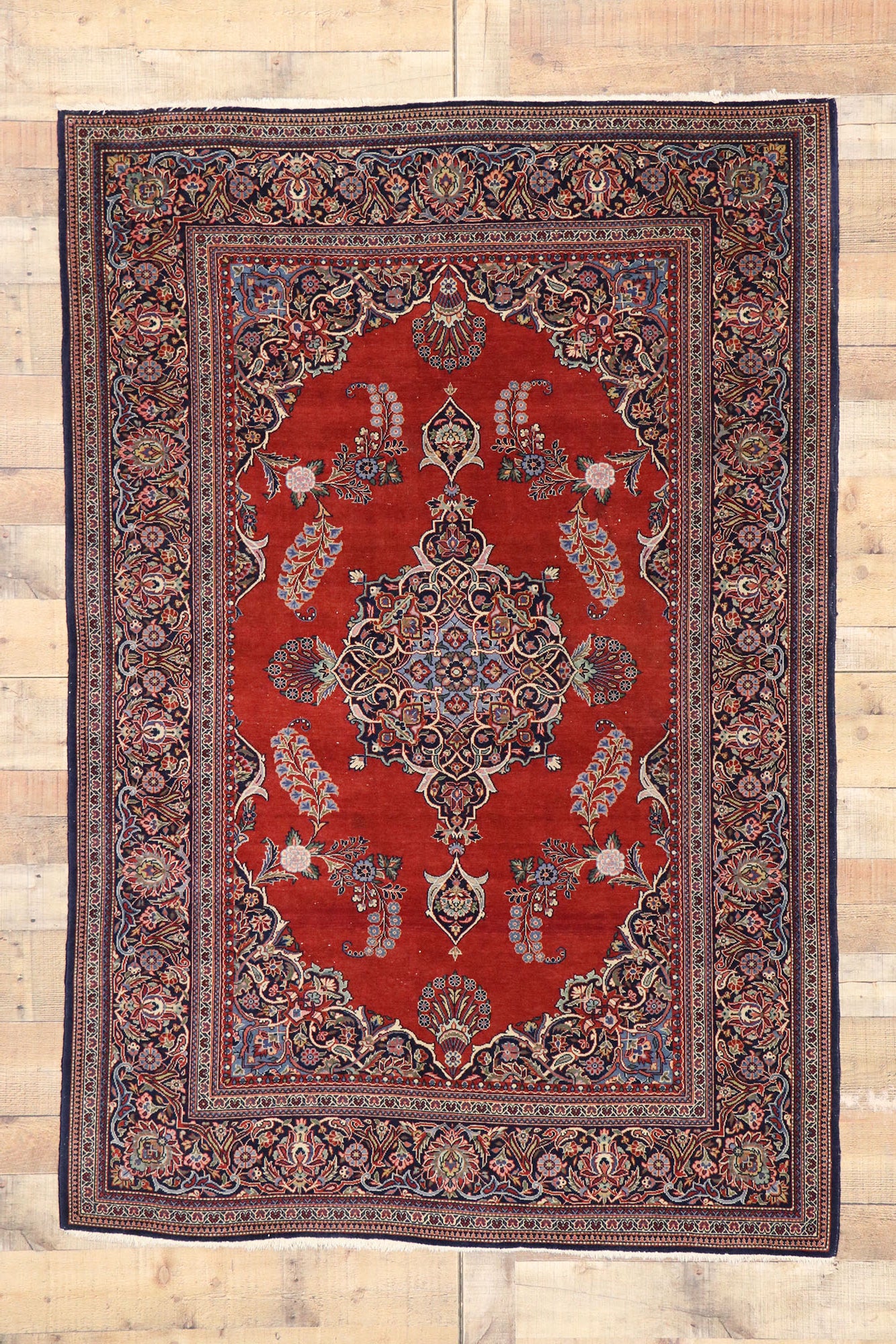 5 x 7 Vintage Persian Kashan Rug 77427
