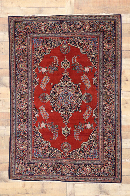 5 x 7 Vintage Persian Kashan Rug 77427