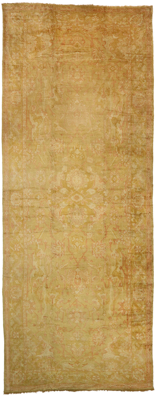 13 x 32 Antique Turkish Oushak Rug 77441