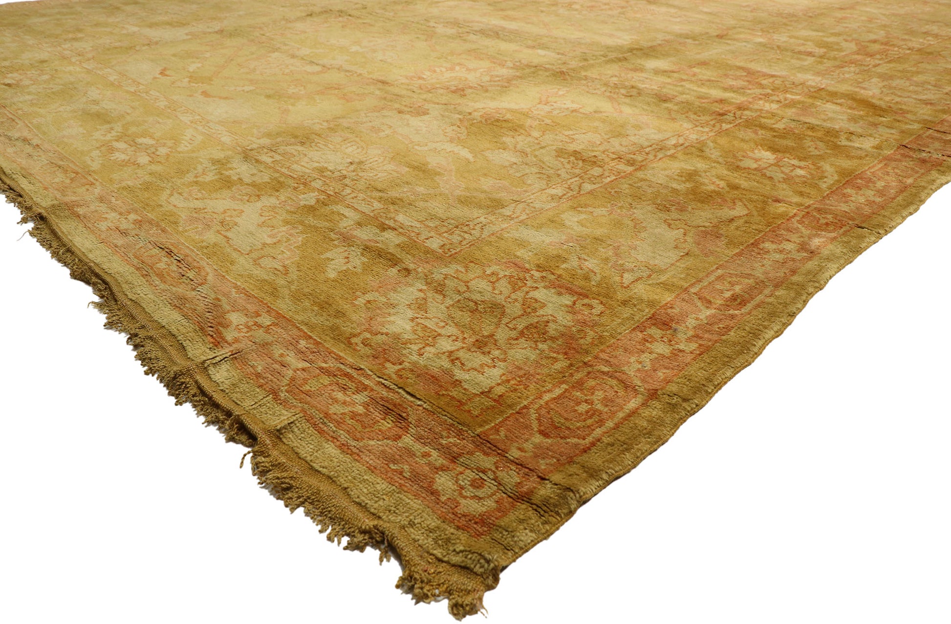 13 x 32 Antique Turkish Oushak Rug 77441