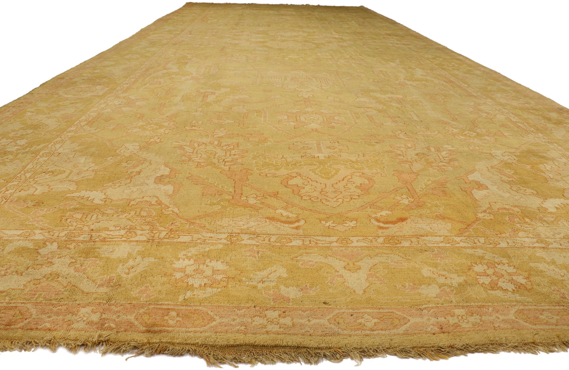 13 x 32 Antique Turkish Oushak Rug 77441