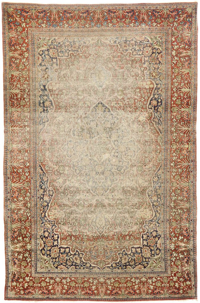 4 x 7 Antique Persian Mohtesham Kashan Rug 77444