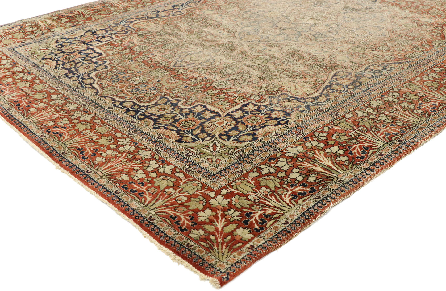 4 x 7 Antique Persian Mohtesham Kashan Rug 77444