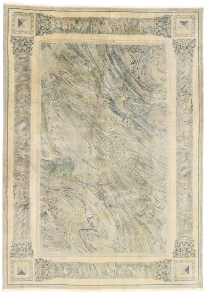 8 x 11 Vintage Chinese Abstract Marble Print Rug 77455