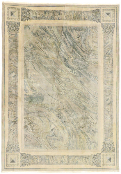 8 x 11 Vintage Chinese Abstract Marble Print Rug 77455