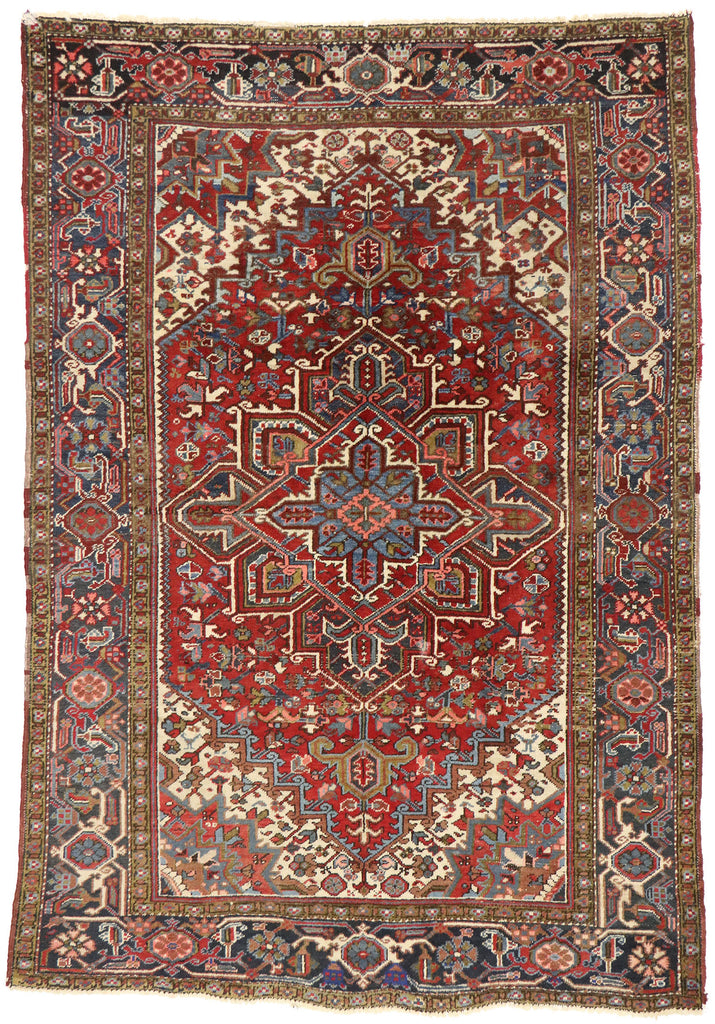 6 x 9 Antique Persian Heriz Rug 77456